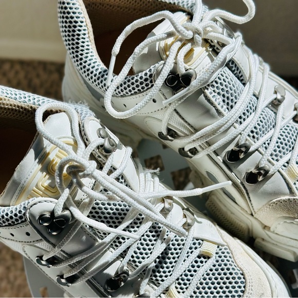 Gucci White Leather Reflective Chunky Sneakers Lug Sole 8.5 - Picture 5 of 7